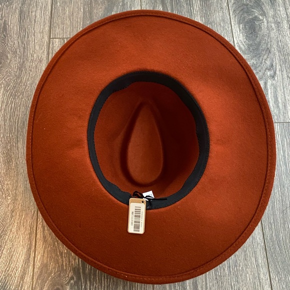 NWT! 100% Wool Wide-Brim Hat in Rust Orange/Brown main image 10